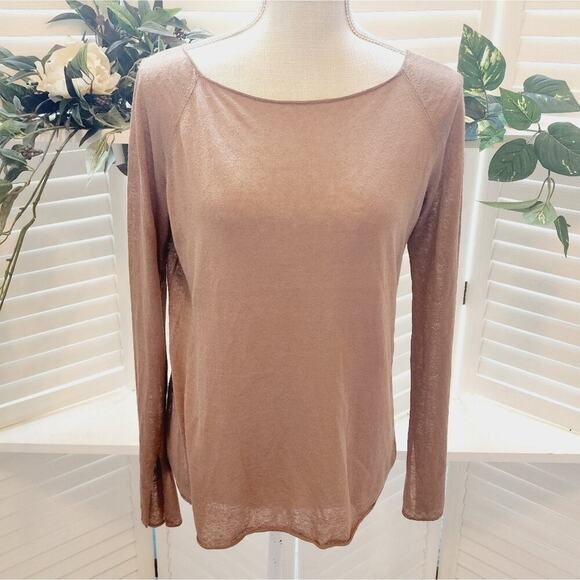 THEORY BROWN LINEN LIGHT WEIGHT TOP SIZE SMALL - Picture 1 of 6
